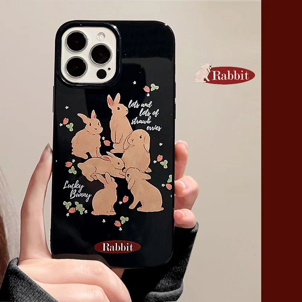 IPHONE Ins Ilustrasi Kelinci Cocok Untuk Iphone14 14pro 14plus 13 13mini 13pro 13prm iPhone12 7Plus 8Plus Xr XS 13 12mini Pro Max Empat Sudut Casing Ponsel Tahan Guncangan