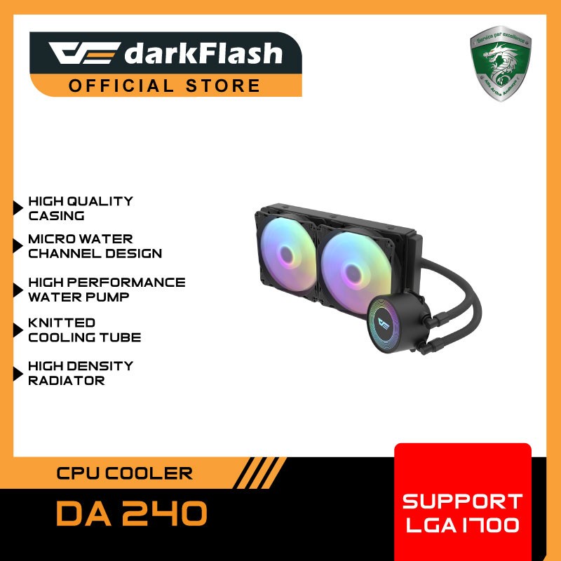 CPU Cooler - darkFlash AURA DA240 Liquid CPU Cooler [Support Intel &amp; AMD]