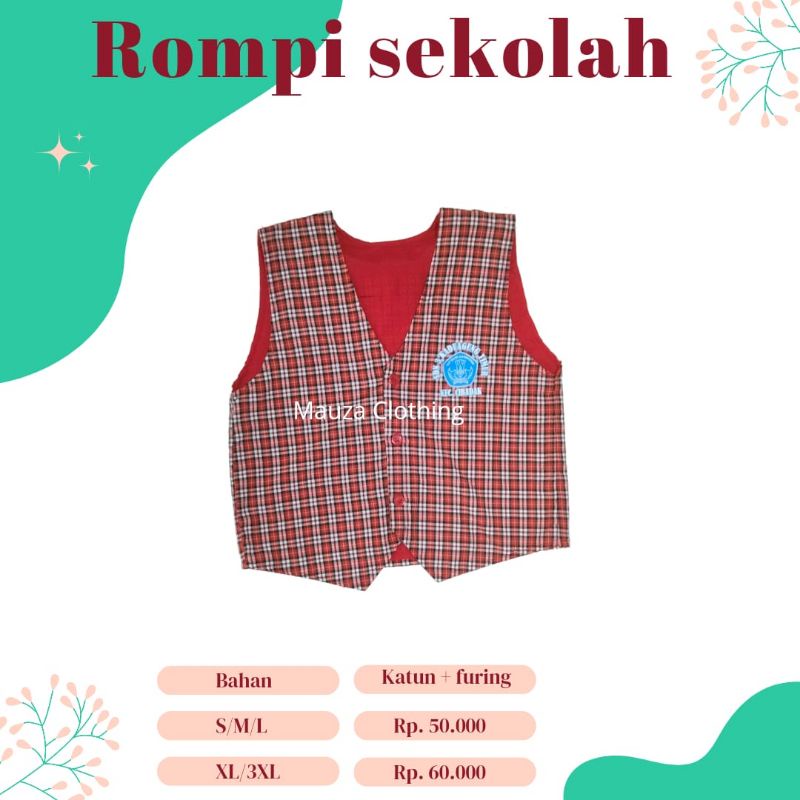 Rompi SD kotak kotak 10pcs rompi sekolah