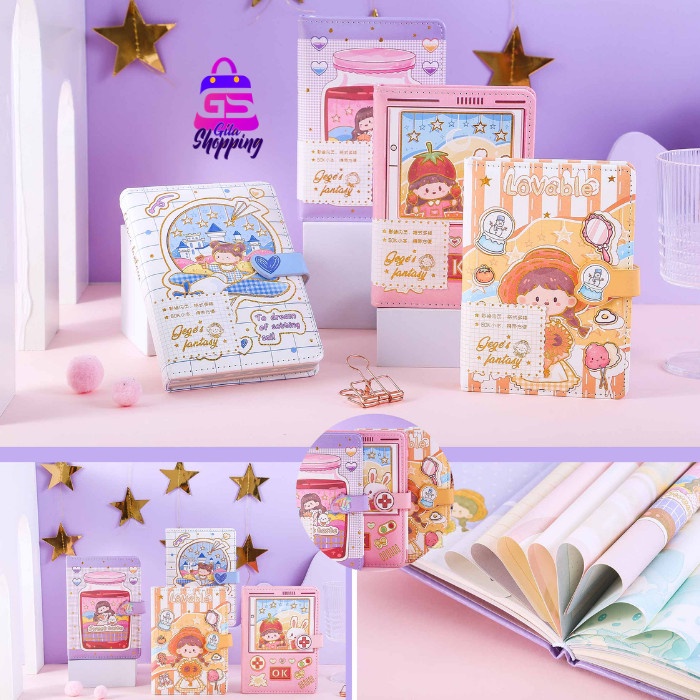 

Magnetic Notebook Diary Gege's Fantasy A6 / agenda Buku tulis - 6010