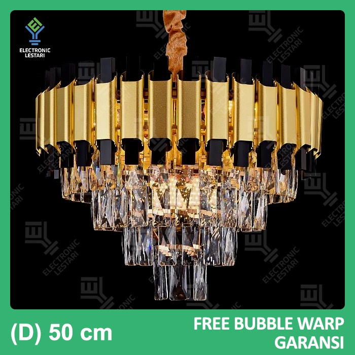 Lampu Gantung Minimalis Ruang Tamu Kristal Modern Hias Emas 741