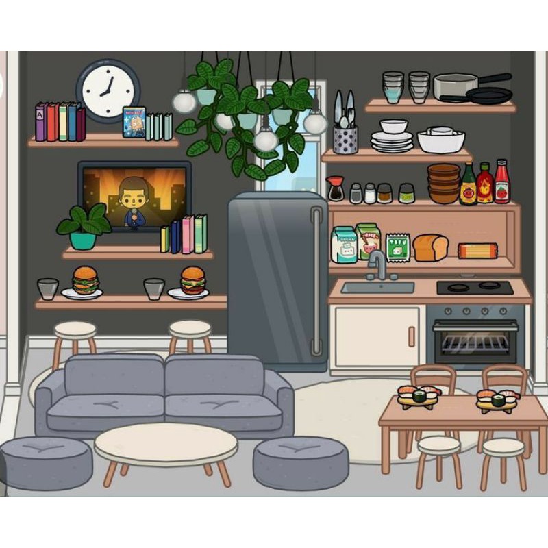 BACKGROUND DEKORASI DAPUR TOCA BOCA KITCHEN ROOM BP BPAN TOCA BOCA MAINAN EDUKASI BONGKAR PASANG TOC