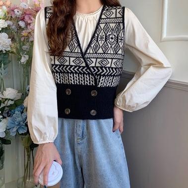 New Stock Korea Tanpa lengan longgar v-neck Rompi Keausan luar sweater rajutan rompi Wanita