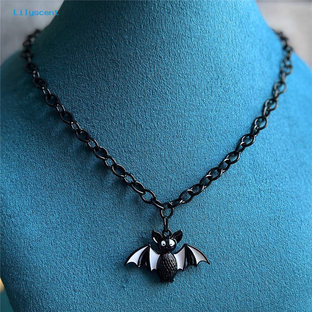 [LS] Kalung Halloween Punk Gothic Rantai Tebal Hias Adjustable Trik Perlakuan Hadiah Geometris Halloween Kelelawar Liontin Choker Kalung Fashion Perhiasan Nikmat Pesta