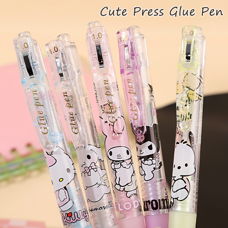 [Warna Random] Kartun Lucu Tekan Lem Pulpen Refiilable Cepat Kering Glue Stick Pen DIY Hand Akun Scrapbook Dot Lem Pena Perlengkapan Alat Tulis Kantor Sekolah