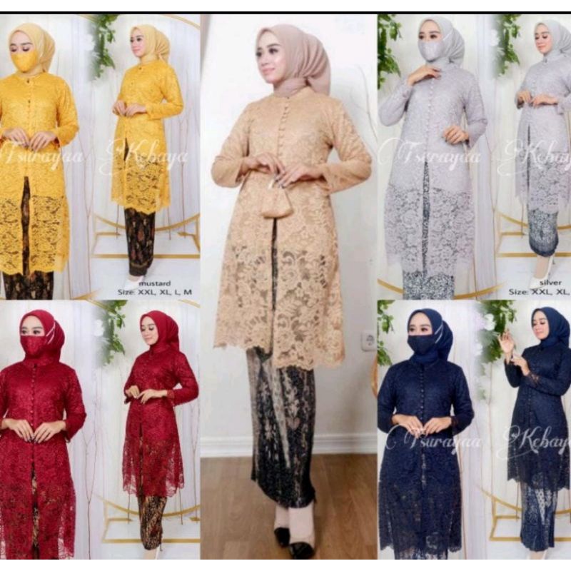 Promo atasan kebaya busui/kebaya brukat modern/tunik Brokat kancing