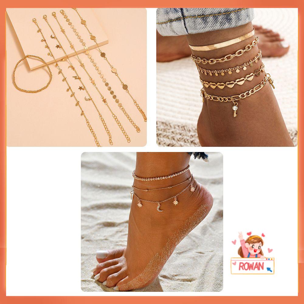 R-bunga Bohemian Gelang Kaki Wanita Perhiasan Jantung Liontin Di Kaki Foot Adjustable Foot Rantai