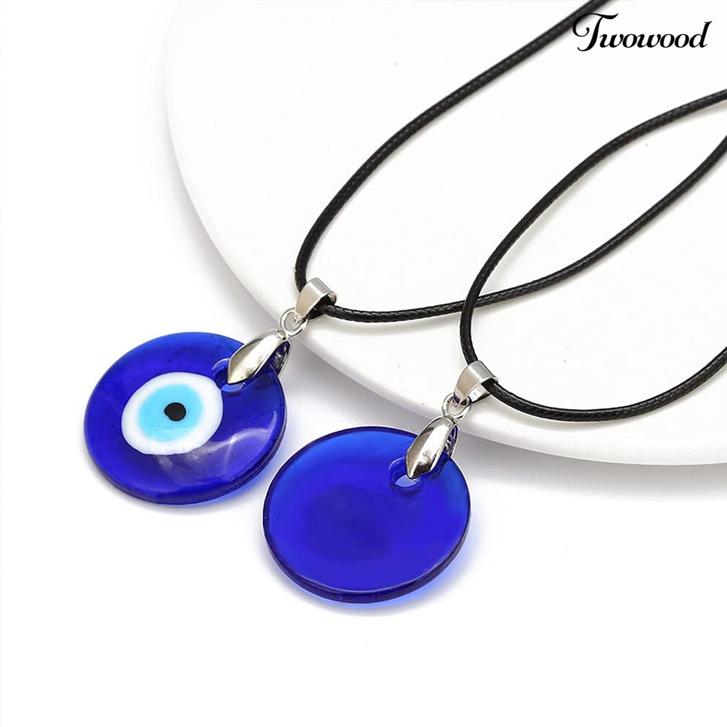 Twowood Bulat Hati Menjuntai Adjustable Faux Kulit Tali Unisex Kalung Liontin Mata Pesta Kalung Perhiasan Aksesoris