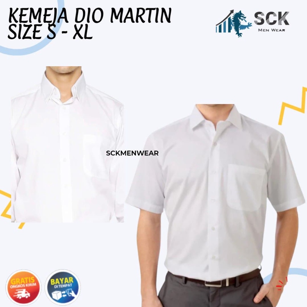 Kemeja Lengan PENDEK DIO MARTIN Polos Pria / Hem Kerja Kantor / Pakaian Formal Cowok - sckmenwear GROSIR