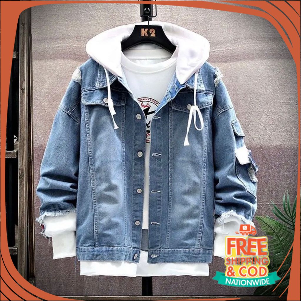 JAKET JEANS NEW BREND DENIM UNISEX/ JACKET KOREA STYLE DENIM MIX LOTTO/JACKET OVERSIZE DENIM PRIA