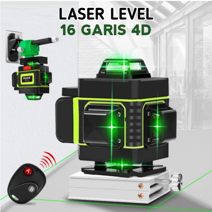 Terlaris Laser Level 16 Garis 4D Self Leveling Laser Siku Bangunan Hilda Ld-515