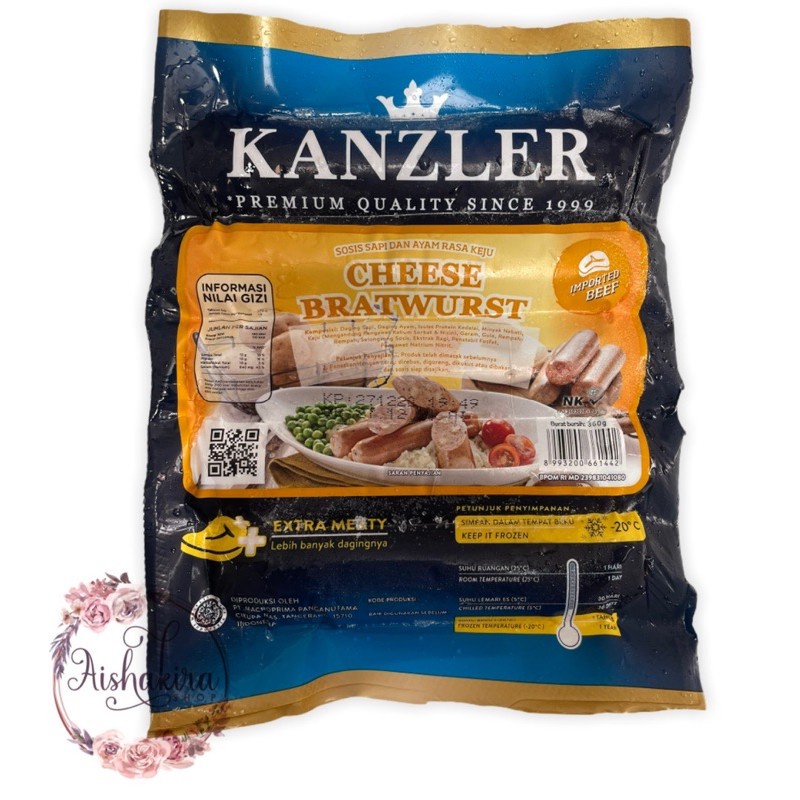 Kanzler sosis 360gram isi 5pcs| Bockwurst | cheese frankfurter | bratwurst | wiener | blackpaper