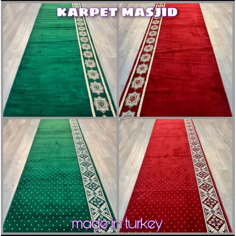 karpet masjid turki murah meteran merah polos