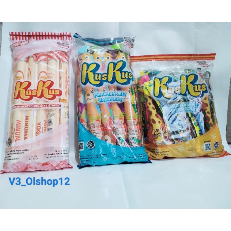 Kus Kus Stick Yogurt / Assorted / Jerapah  Minuman Stik Jelly Rasa Mangga - Leci