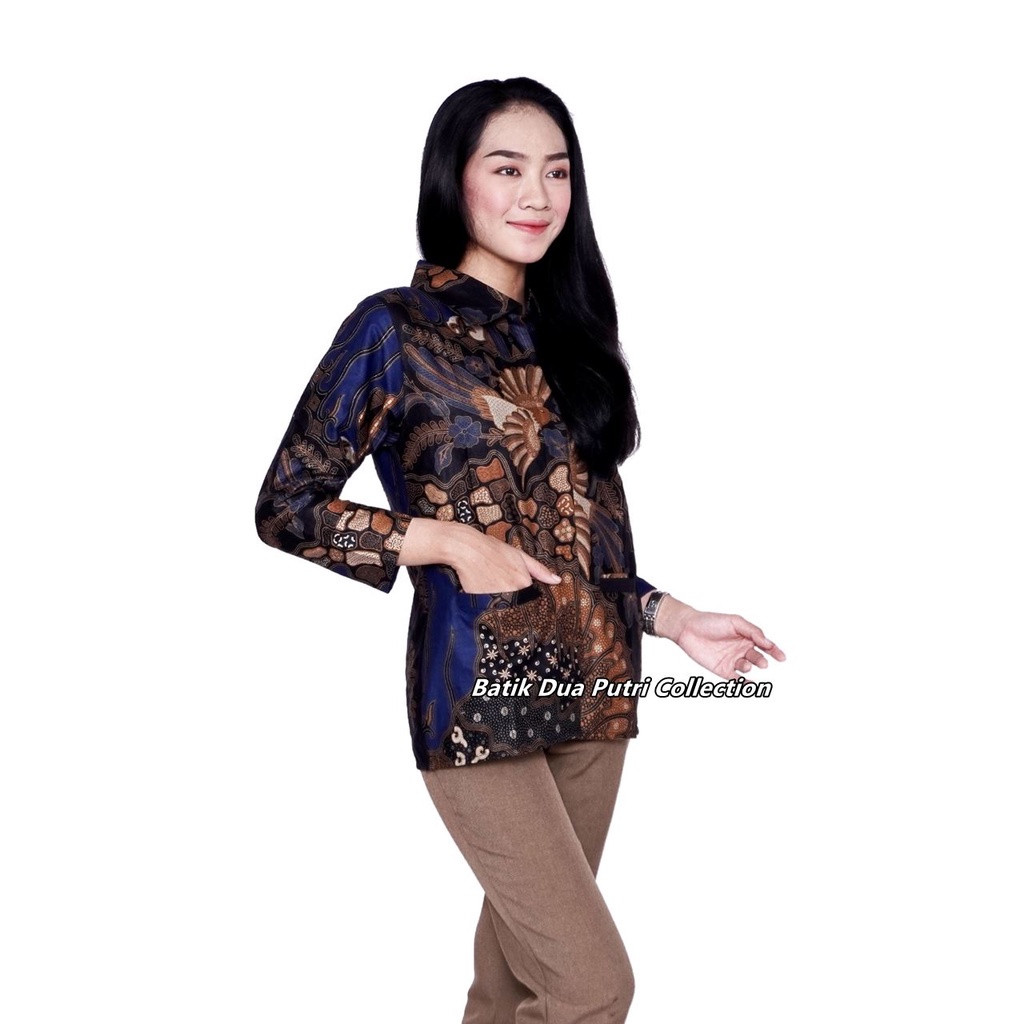 Batik Wanita Blouse Batik Ada Saku Di depan Batik Dua Putri Collection