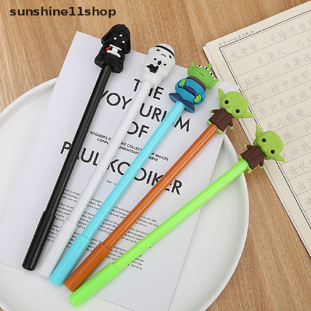 Sho 3 Pcs Kreatif Lucu Gel Pena 0.5mm Star Wars Baby Yoda Black Warrior Bai Bing Pena Netral Lucu Perlengkapan Sekolah Siswa Kantor Air Mancur Pena Alat Tulis Hadiah N