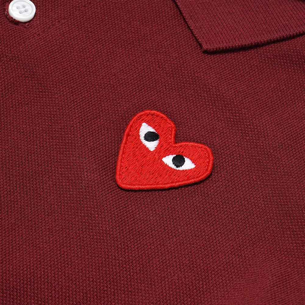 CDG Play Red Heart Polo Shirt Maroon