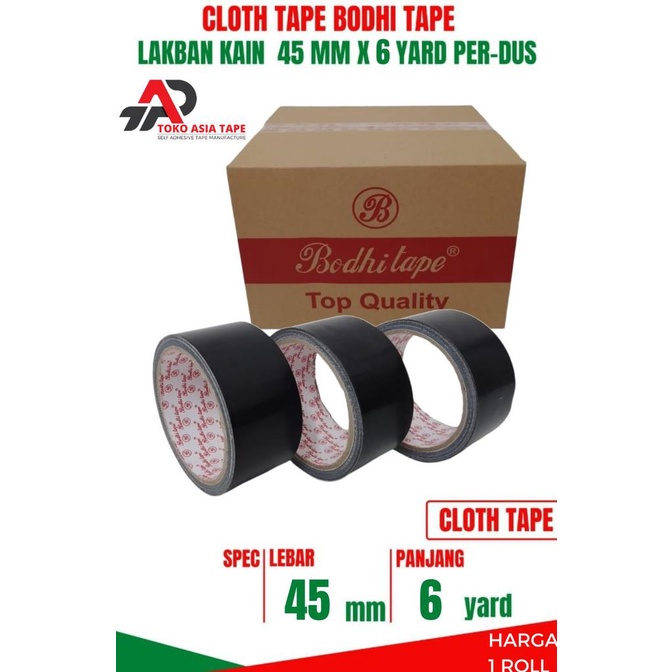 

LAKBAN KAIN HITAM / CLOTH TAPE 45MM x 6YARD BODHI TAPE 1 DUS TERMURAH
