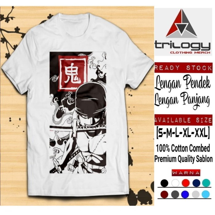 KAOS ONE PIECE ANIME RORONOA ZORO WANO STYLE KUALITAS DISTRO - XL