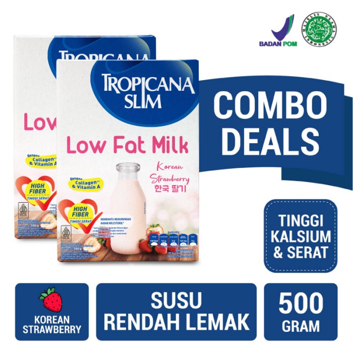

[ COD ] Twin Pack: Tropicana Slim Low Fat Korean Strawberry 500gr Susu Kolagen