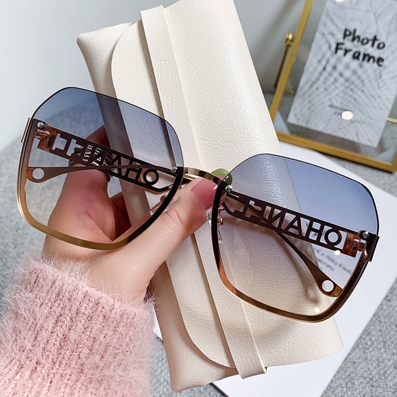 Square Large Frame Sunglasses Kacamata Fashion Wanita Progresif Warna Shades