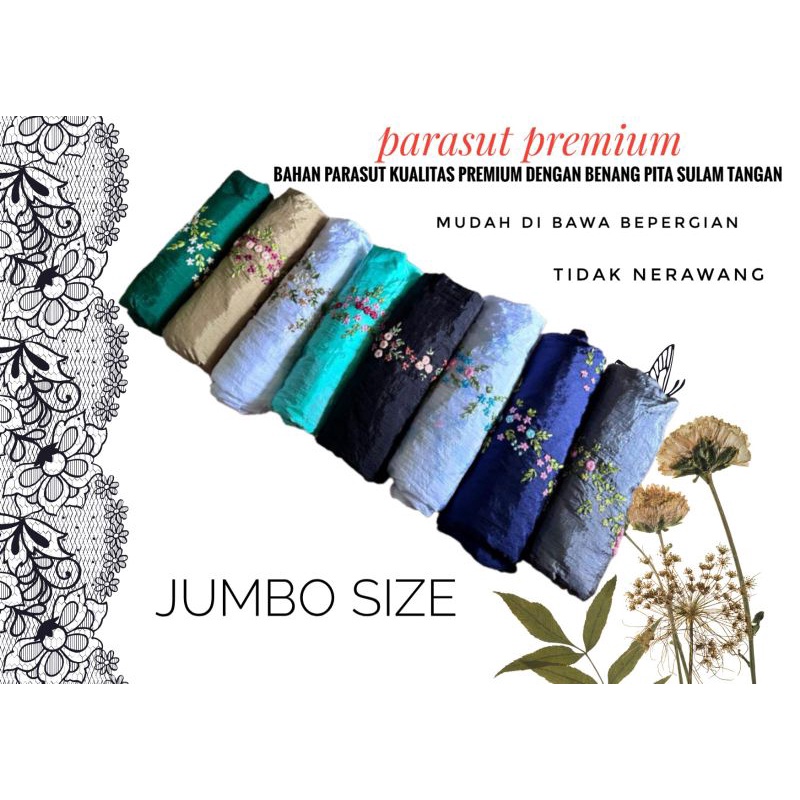 Mukena Terusan Parasut Premium Ori Bunga Pita Sulam / Mukena Simple kecil Travelling Ringan Tidak Ne