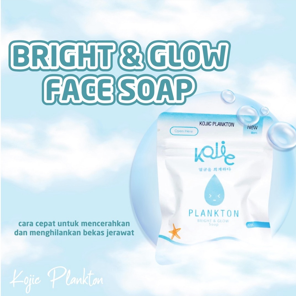 KOJIC PLANKTON BRIGHT &amp; GLOW SOAP 40g - BPOM - SABUN WAJAH KOJIC - SABUN MANDI