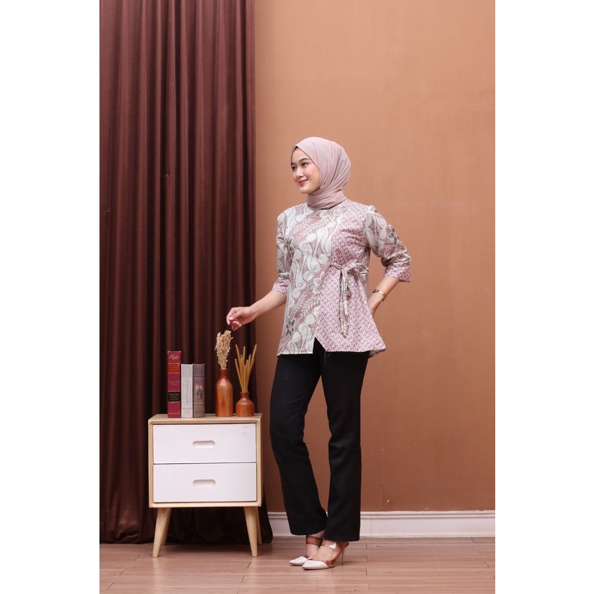 Baju Batik Wanita Modern Atasan Blouse Batik Kerja Kantor Wanita