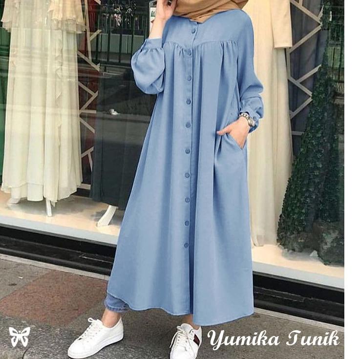 Stok Terbaru Kemeja Tunik JUMBO Panjang YUMIKA XL, XXL, 3XL Katun Chembre Good Quality