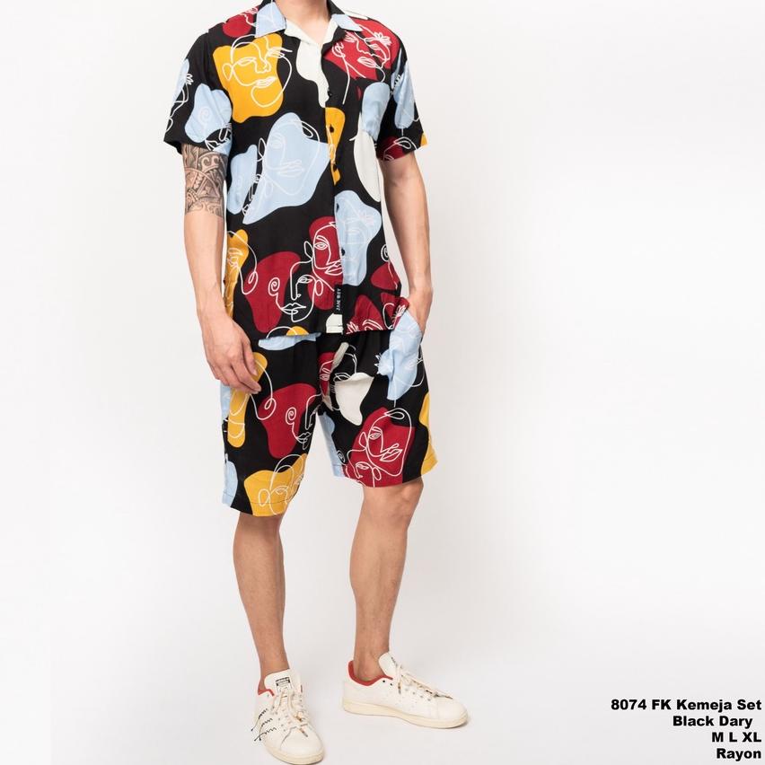 ✸ Jane Frey Clothing Setelan Piyama Pria | Freypv 8074 Reguler Fit Set Motif M-XL Kemeja Tie Dye Set