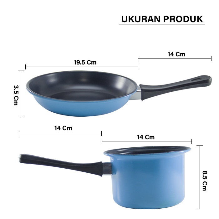 PANCI SET TEFLON FRY PAN DAN PANCI SUSU ANTI LENGKET - PANCI SET FRY PAN AND MILK PAN