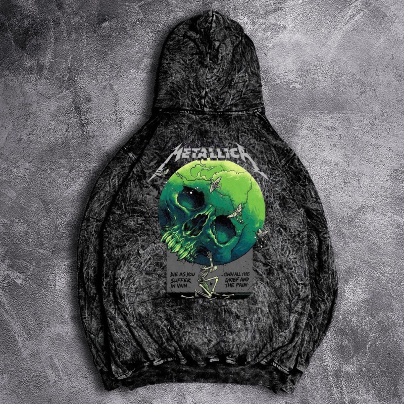 Hoodie Pria Sandwash Metal Terbaru Iron Maiden Washed Grey Keren Kekinian