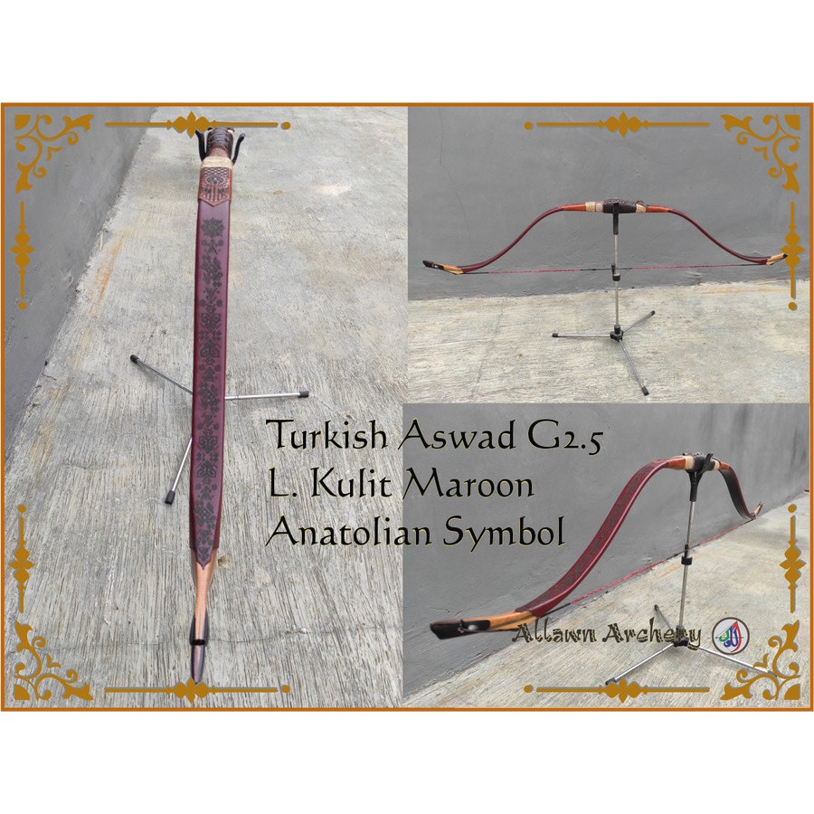 Busur Panah Turkish Bending Aswad G2.5 Lapis Kulit Bermotif