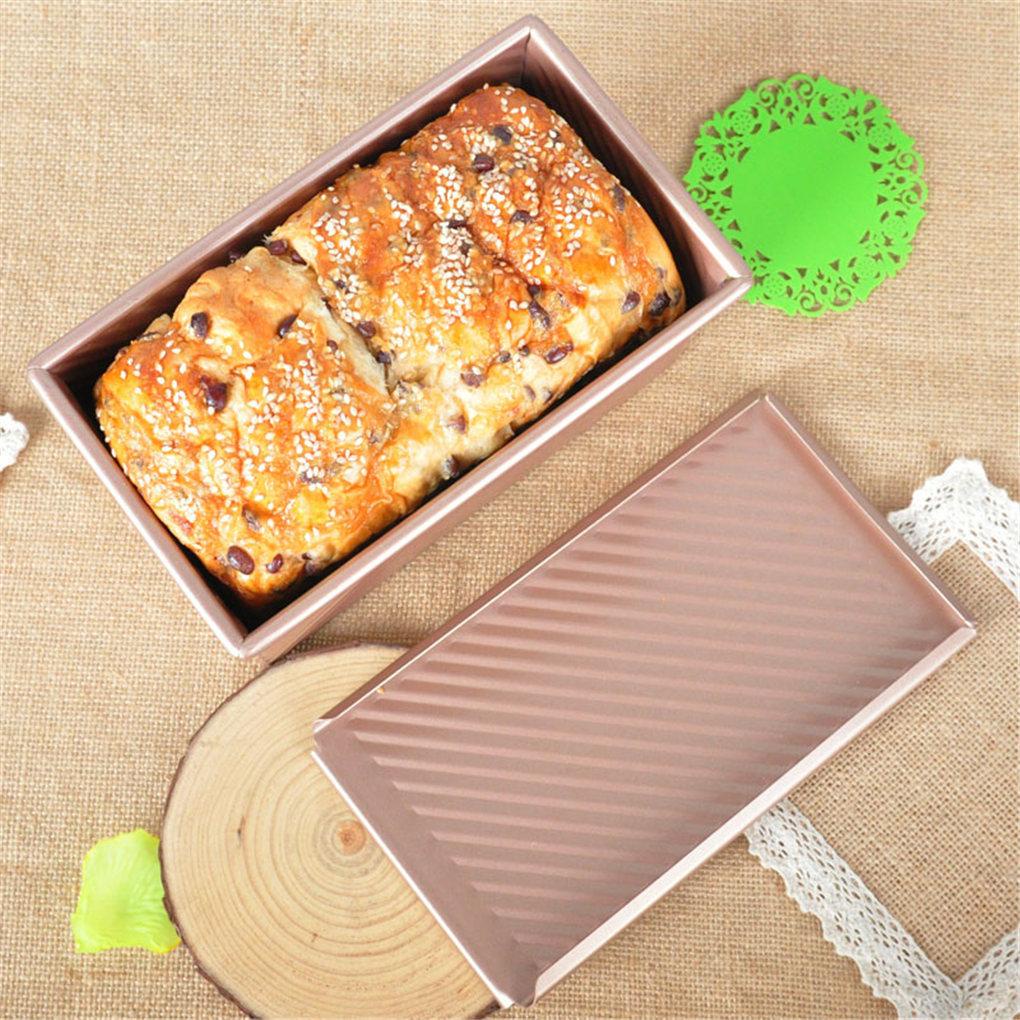 1pc Loaf Pan With Cover Bread Cetakan Kue Roti Bakar Anti Lengket Toast Box With Lid Gold Aluminized Bread Mould Cetakan Roti