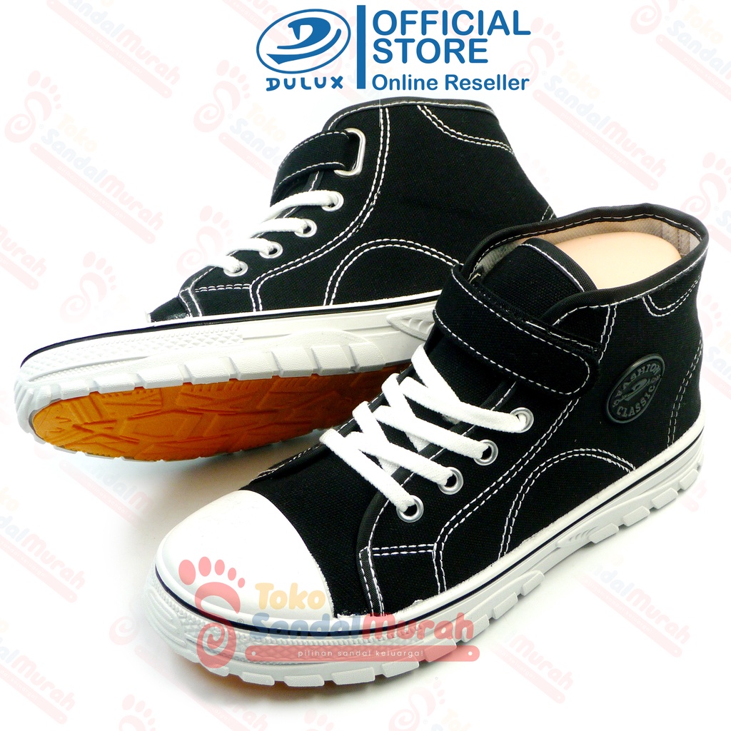 Toko Sendal Murah - Dulux Sepatu Sekolah Anak Uk 28 - 36 / Sepatu Sekolah Warna Hitam Putih / Sepatu Anak Tinggi Casual Trendy / Sepatu Prepet Unisex / Sepatu Anak Nyaman [Dulux BX 8063]