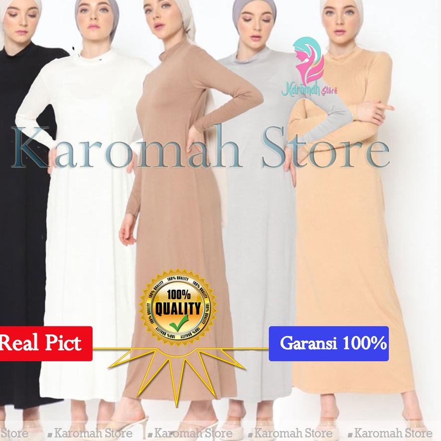 ➯ GAMIS MANSET INNER  Bahan Spandek Premium Polos Lengan Panjang Murah Dalaman Kaftan Hitam / Inner 