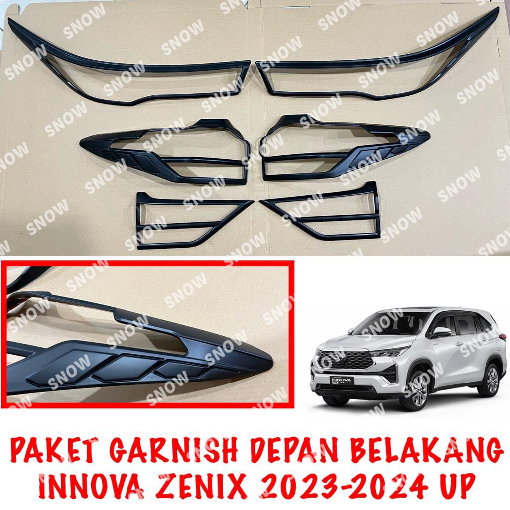 Paket Garnish Lampu Depan Belakang Innova Zenix 2022 2023 2024 UP Hitam Chrome Carbon