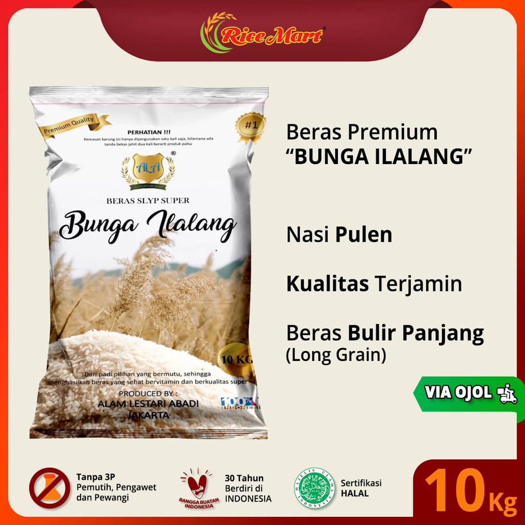 

Beras BUNGA ILALANG 10 kg [OJOL] - Nasi Pulen - Kualitas Terjamin - Produk Indonesia