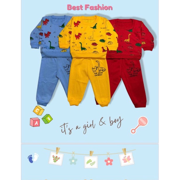 SETELAN SWEATER+ JOUGER ANAK DINOSAURUS 3-12BULAN