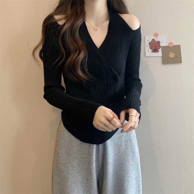 【Elegant】Long Sleeve Knit Sweater Knit Top 7539