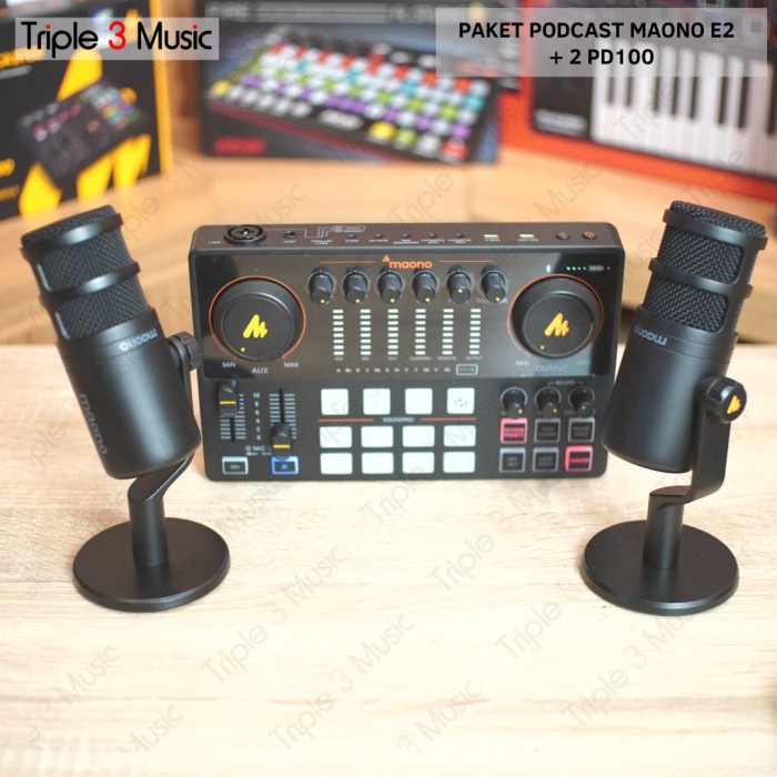 Paket Podcast 2 Orang Maono E2 With PD100 Broadcast mic