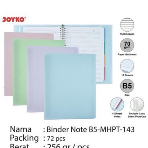 

BUKU BINDER / BINDER B5 - MHPT 143 (BIRU, HIJAU, PINK, UNGU) JOYKO