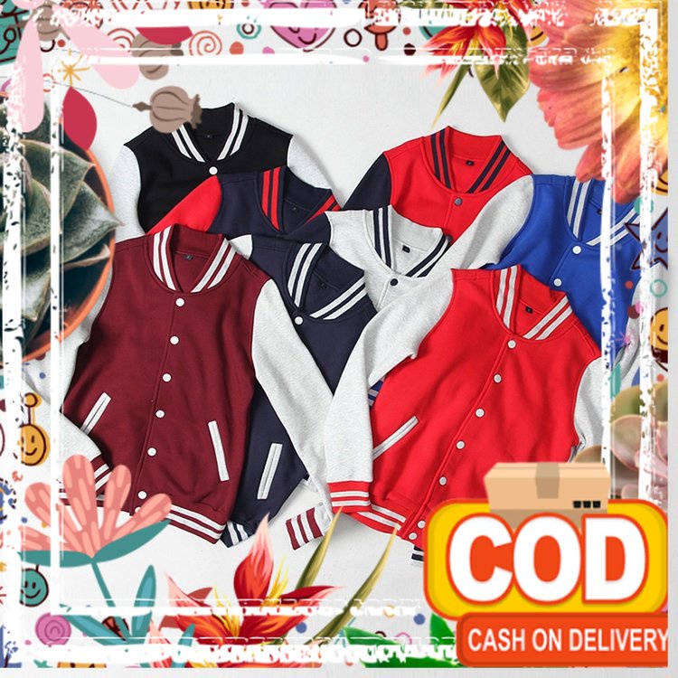 Jaket baseball  polos  SD SMP Tanggung bahan Fleece tebal pria wanita (COD) / kids anak bayi