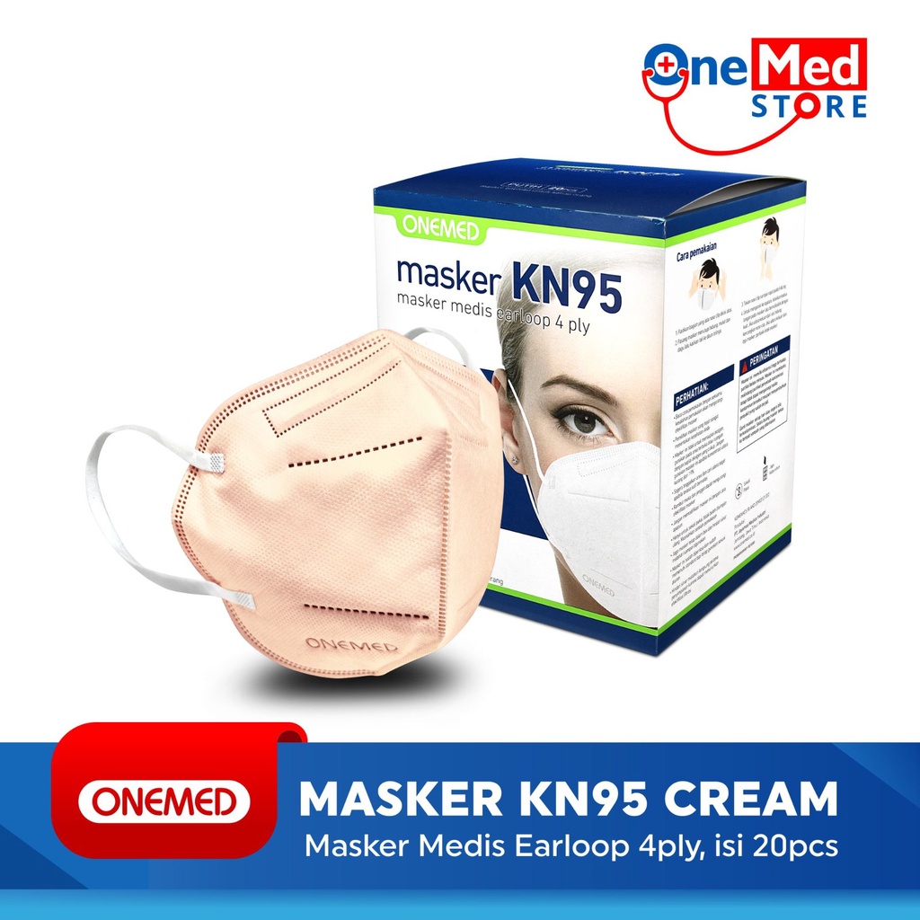 Masker Karet KN95 OneMed 4ply Box isi 20pcs - Cream OJ