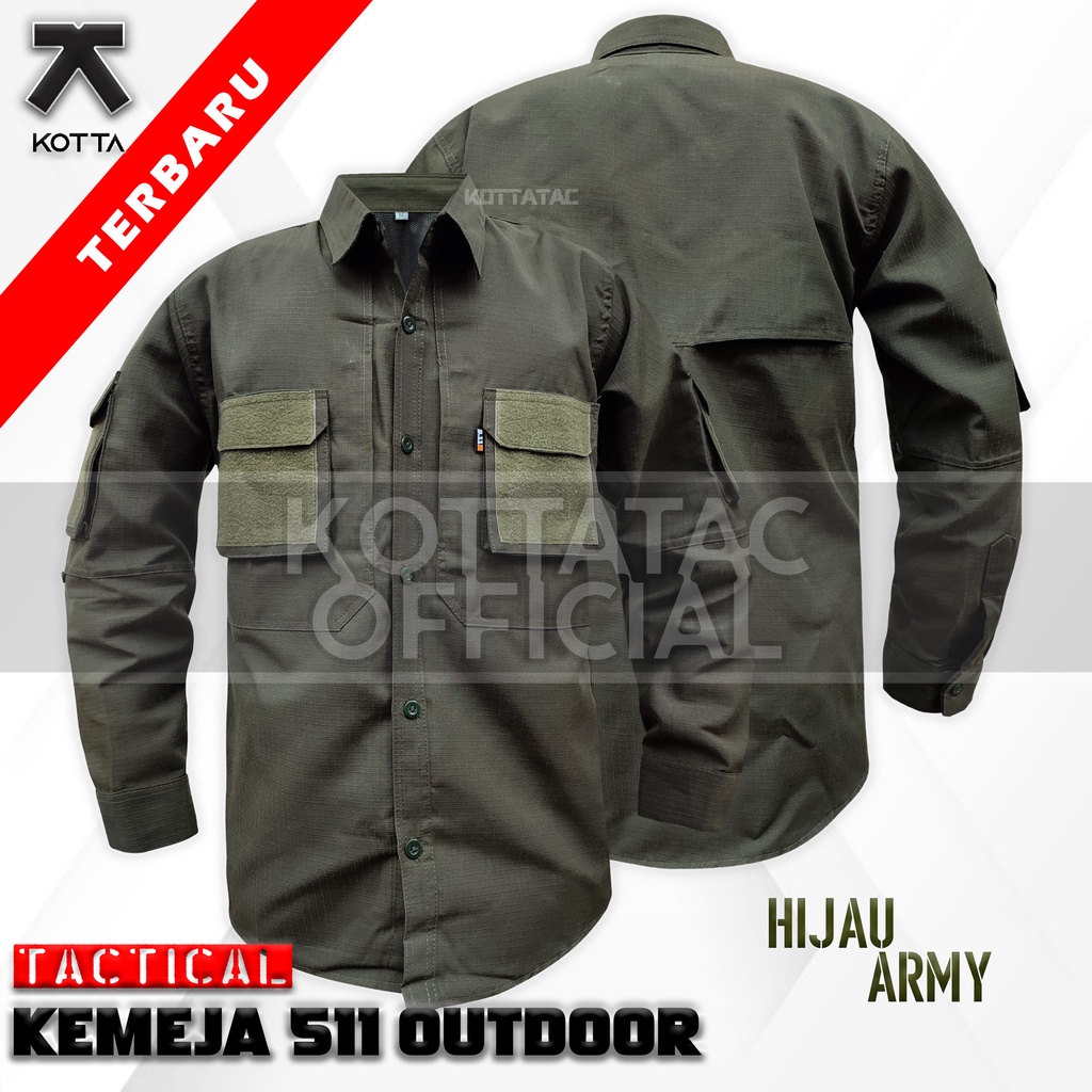 KEMEJA TACTICAL 511 HIJAU LENGAN PANJANG - KEMEJA OUTDOOR HIJAU ARMY - KEMEJA PDL HIJAU - KEMEJA TIM - KEMEJA LAPANGAN