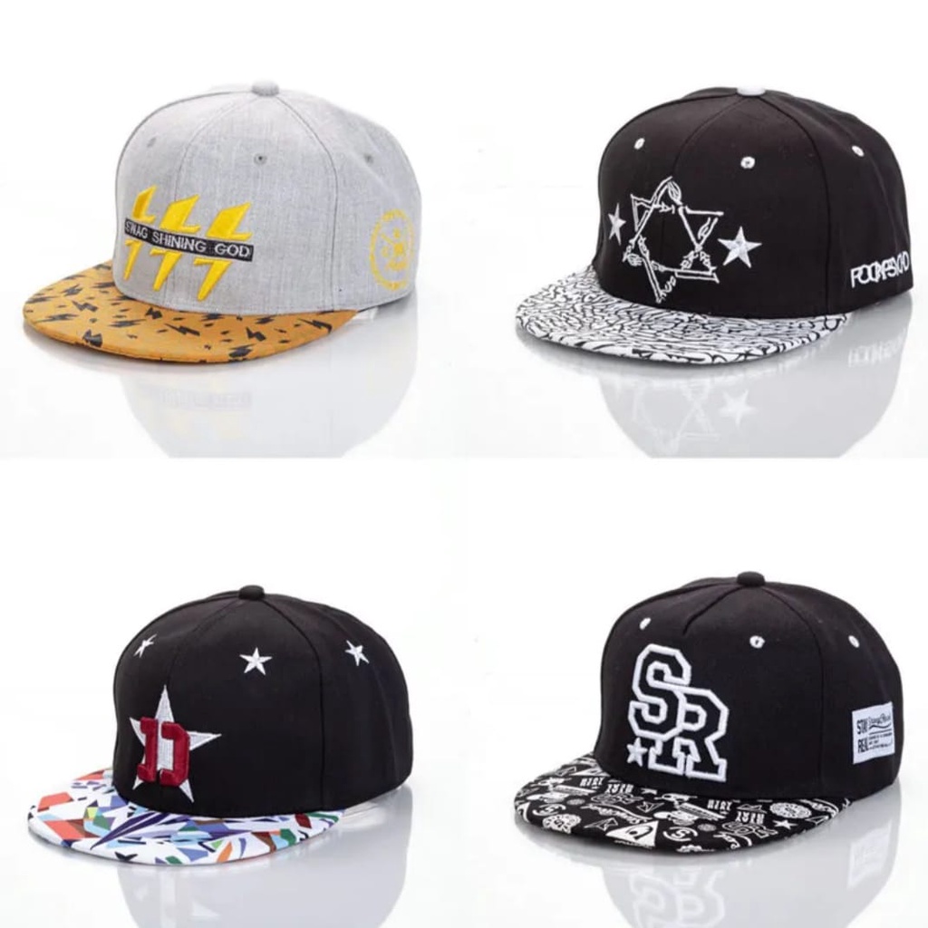 Topi Snapback Bordir kombinasi Hip-Hop New Model/Topi Lima Panel/Topi Distro Terlaris