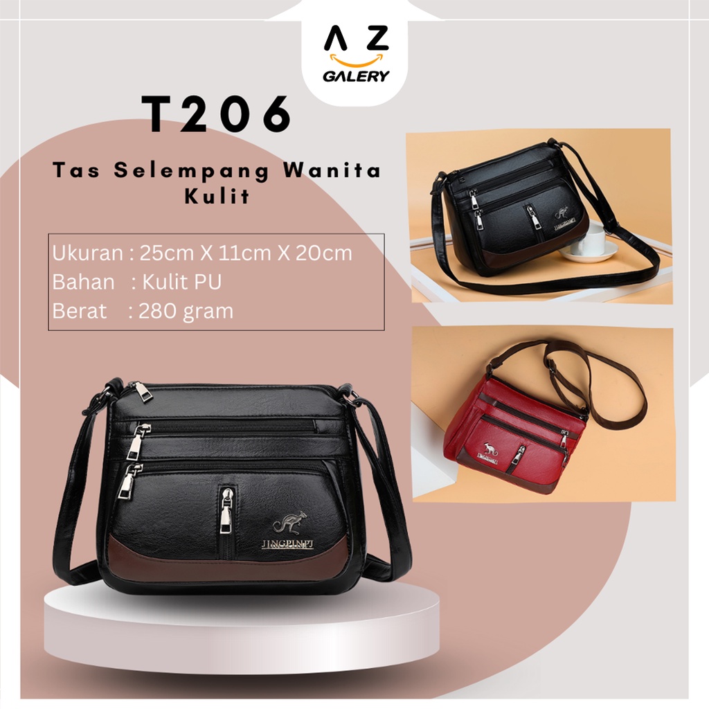 Tas Selempang Wanita Tas Cewek Fashion Style Sling Bag Kulit PU Tas Slempang Korea COD T206 Azgalery