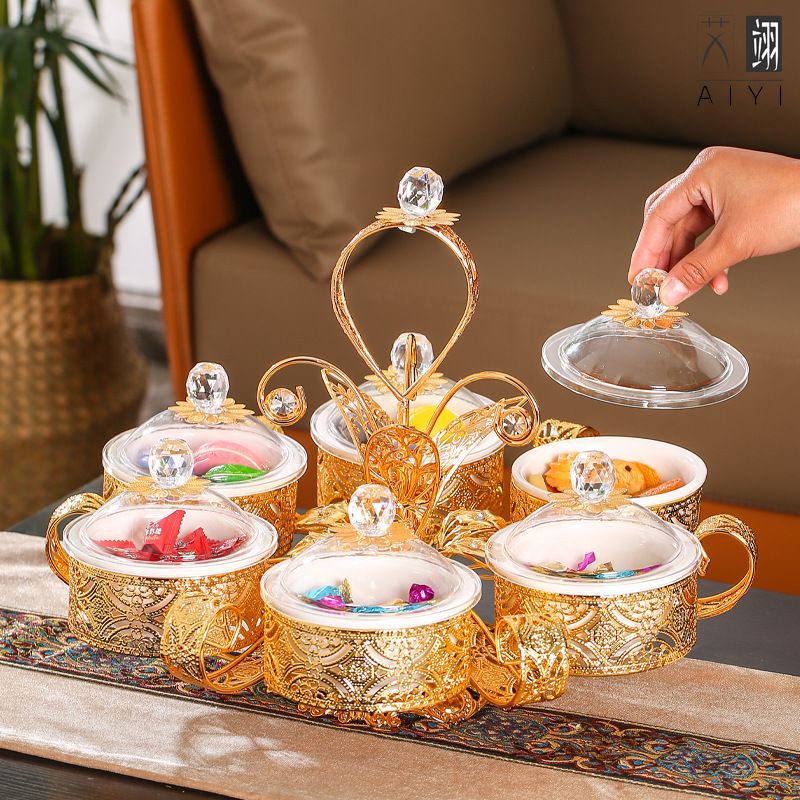 TERBARU TOPLES SNACK/WADA SNACK /KUE/PERMEN/ tempat KURMA HIDANGAN KACANG TRAY GOLD IMPOR TOPLES LEB