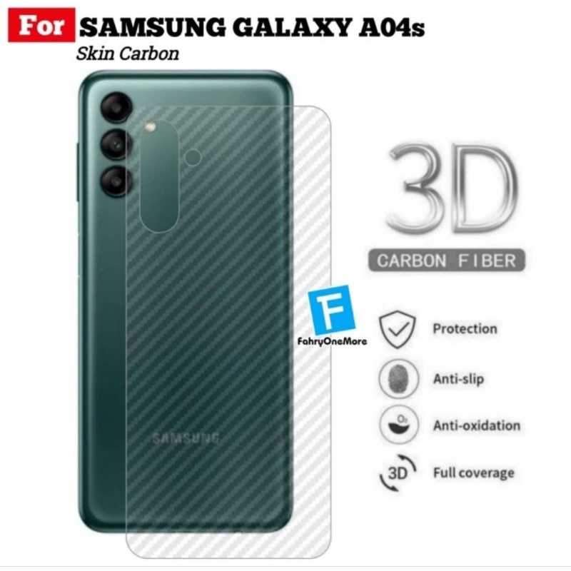 Samsung A04s skin carbon anti gores belakang karbon