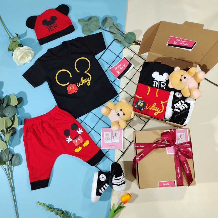 

(COD) Paket hampers baby boy (0-12 bulan)hadiah kado anak/ bayi lahiran laki - MR MICKEY, box biasa